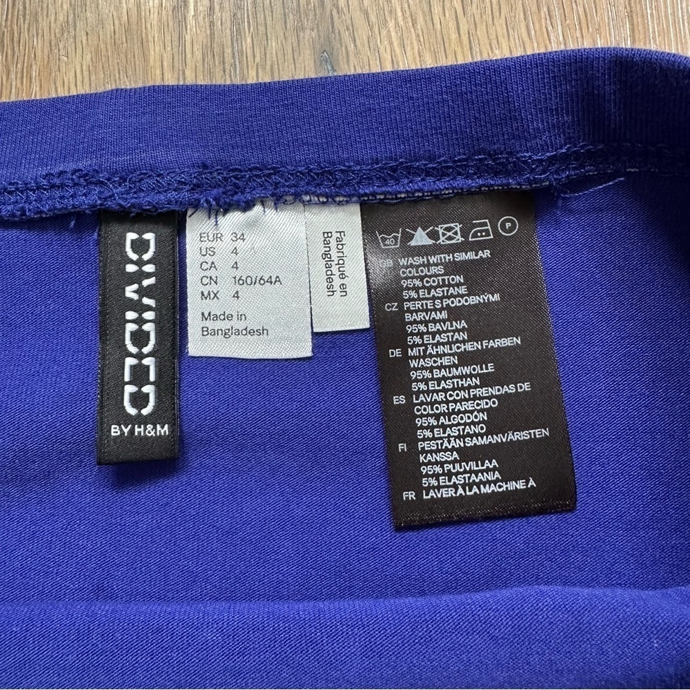 Divided H&M Women’s Blue Mini Skirt Retro -‎ Size 4 - Picture 4 of 5